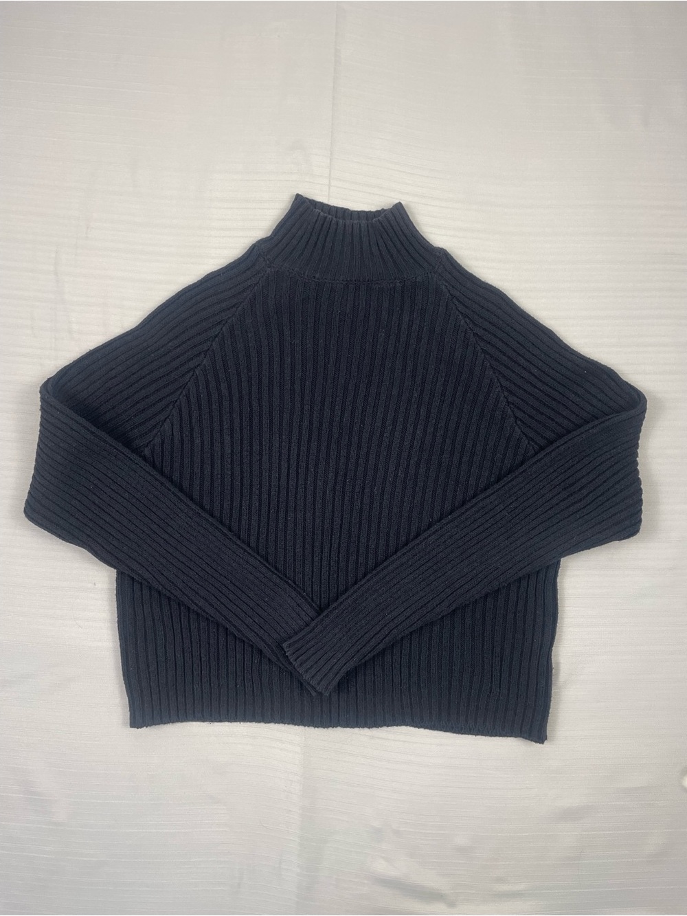 Discounts available! Forever 21 Black Cropped Ribbed Mock Neck Sweater - Size S